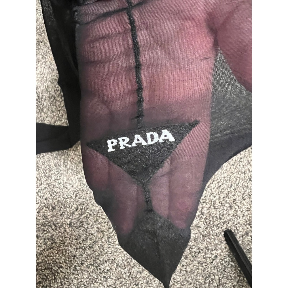 Prada Black Nylon Light Tights Sheer Logo Detail Made in Italy Size 1 NWT - Picture 7 of 9
